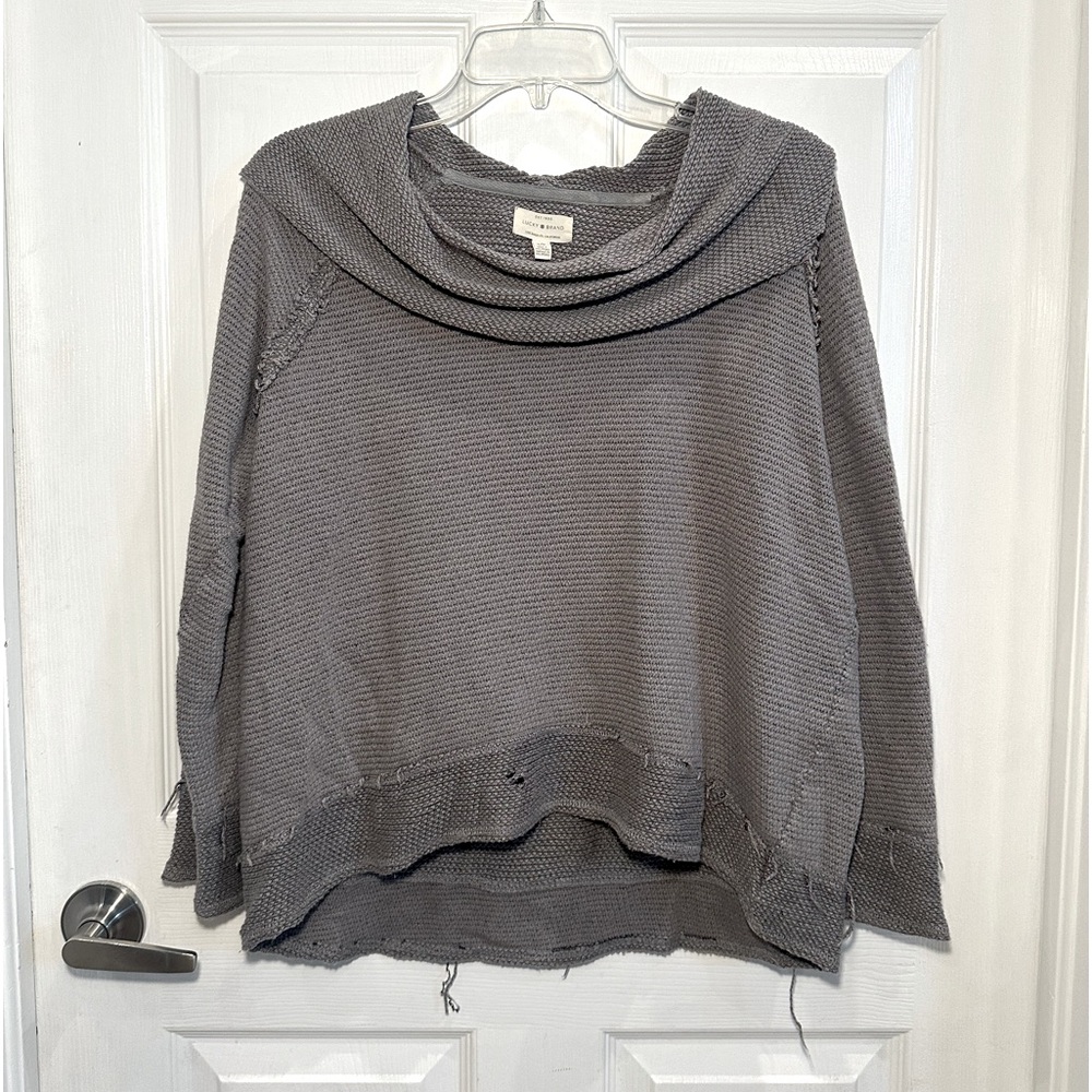 Lucky Brand VINTAGE Distressed Gray Sweater